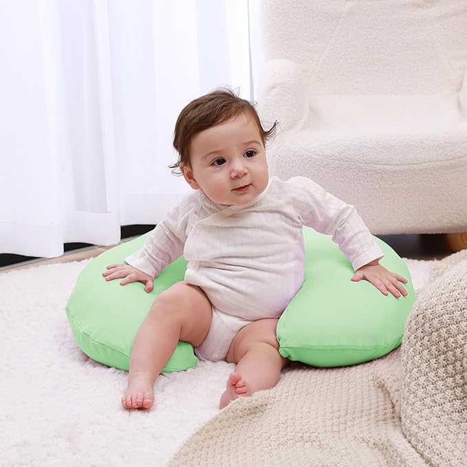 Nursing Pillow, Plus Size Breastfeeding Pillow Original Support for Baby Boys Girls Breastfeeding Essentials, with Removable Soft Cotton Cover (Green, Large (25.59 * 20.08 * 6.30 Inches))