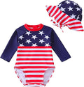 WOLBAY Baby Girl Swimsuit Long Sleeve One Piece Rash Guard with Sun Hat Zipper Bathing Suit Size 0-2T