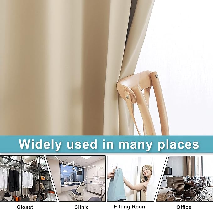 RYB HOME Extra Wide Curtains for Divider Room Separation Soundproof Temporary Door Curtains for Bedroom Closet Office Theatre Garage Living Room Privacy Drop Cloth, W 120 x L 84 inches, Cream Beige