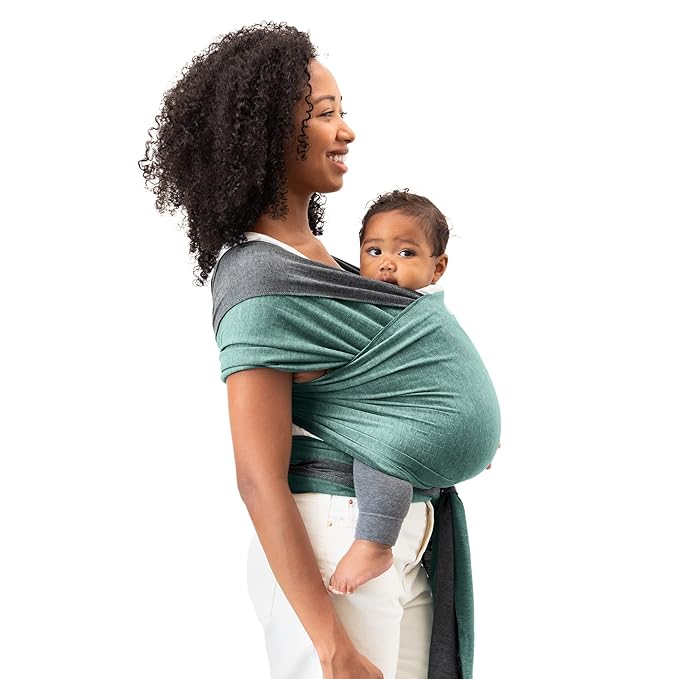 Moby Baby Wrap Carrier Reversible for Newborns to Toddlers (8-33lbs), Infant Sling Carrier, Ultra Lightweight & Hands Free Design, Adjustable for All Body Types (Jade/Grey)