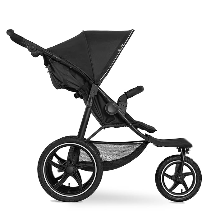 hauck 3-Wheel All Terrain Stroller with Raincover, XL Pneumatic Air Wheels, Mesh Window, and Height-Adjustable Handle, UPF 50+ - from Birth up to 48.5lbs
