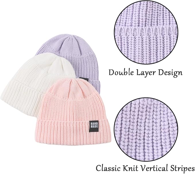 JANGANNSA Simple Knitted Baby Beanie Hip-Hop Boys Winter Hat Toddler Kids Bonnet for Girls 0-5Y
