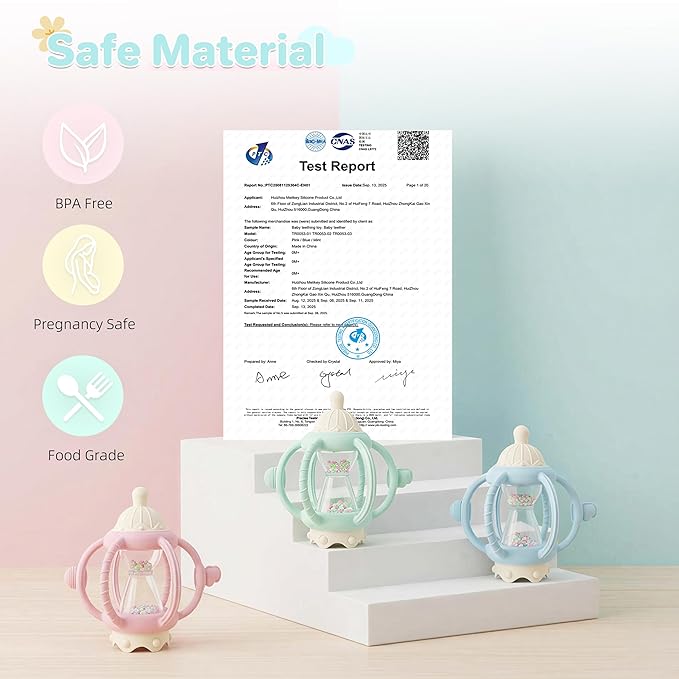 Baby Montessori Sensory Toys Baby Teething Toys Silicone Teethers for 3-6 6-12 Months Gifts for Newborn Infant Boys Girls (Pink)