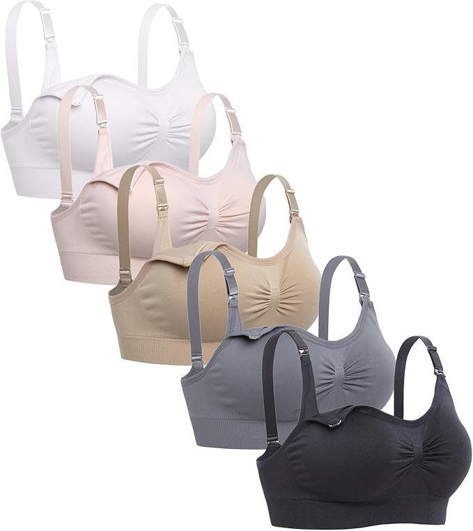 Lataly Womens Seamless Nursing Bra Sleeping Maternity Bralette for Breastfeeding Pack of 3
