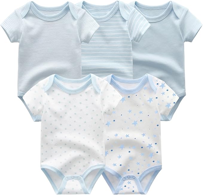 Fashion Unisex baby Boy Girl Bodysuits 5-Pack Casual Cotton Soft Infants Outfit New born Clothes
