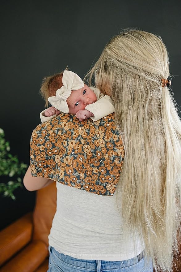 Mebie Baby Burp Cloths, Vintage Florals, Muslin Burp Cloth Set for Spit Up, Drool, and More, Boho Burp Cloths for Baby Boy and Girl, Baby Must Haves for Registry Lists and Gifts for Newborns