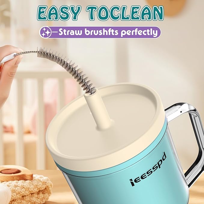 Toddler Cups – 9 oz Adorable Miniature Tumbler with Leak-Resistant Straw and Toddler-Friendly Handle, Encourages Hydration, Easy to Clean, Sippy cups for Toddlers 1-3，BPA Free silicone (Teal)