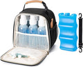 Baby Bottle Cooler Bag with Ice Pack, Breastmilk Cooler Bag Fits 6 Baby Bottle Up to 9 Oz, Insulated Bottle Bag with Should Straps for Travel & Work, Black