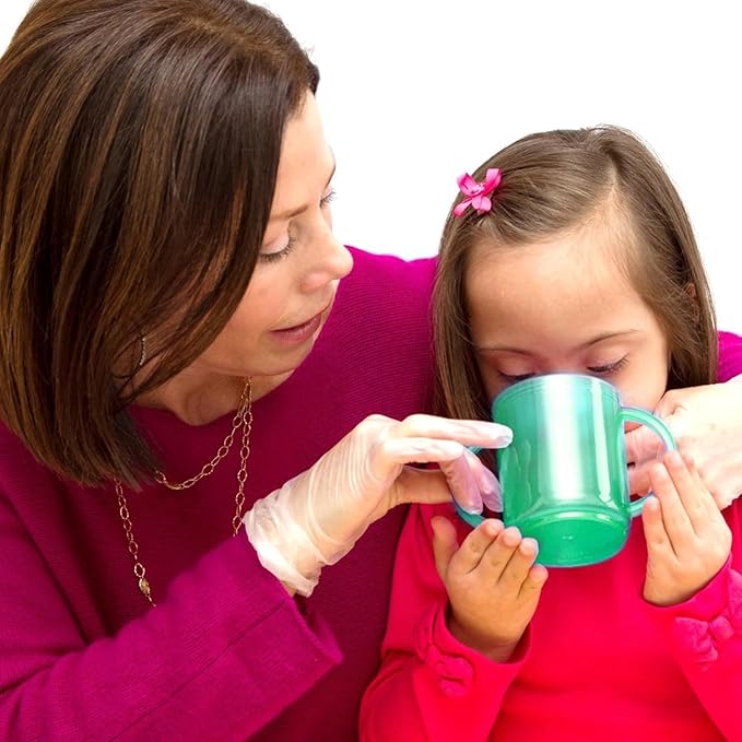 TalkTools Recessed Lid Cup with Handles - Leak Proof | Promotes Oral Motor Skills, Lip Closure, and Self Feeding | Alternative to Sippy Bottle | Food Grade Materials | Dishwasher Safe (Green)
