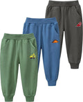 GFQLONG Toddler Boys 3 Pack Cotton Active Jogger Pants,Kids Cartoon Sweatpants Casual Lounging Bottoms