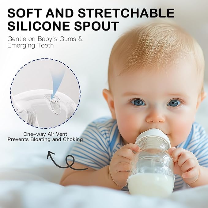 Straw Sippy Cup Conversion Kit for Philips Avent Natural Baby Bottles, Soft top and Weighted Transition Cup Kit with Handles, Pack of 6
