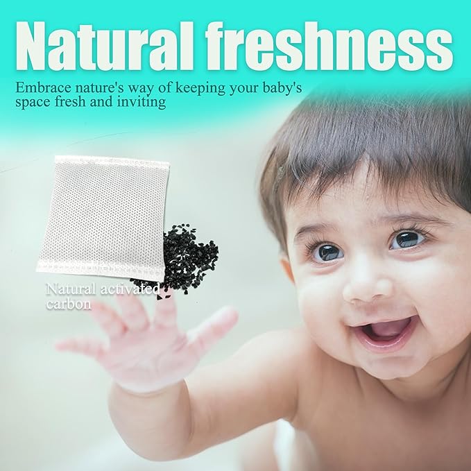NewKe 12 Pack Diaper Pail Deodorizer Refill, Activated Charcoal Filters for Diaper Genie Complete and Expressions Pail, Odor Eliminator, Activated Carbon Filter Refill, Keep Nursery Fresh