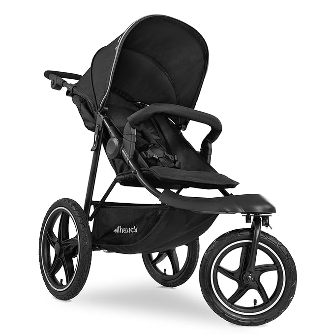 hauck 3-Wheel All Terrain Stroller with Raincover, XL Pneumatic Air Wheels, Mesh Window, and Height-Adjustable Handle, UPF 50+ - from Birth up to 48.5lbs