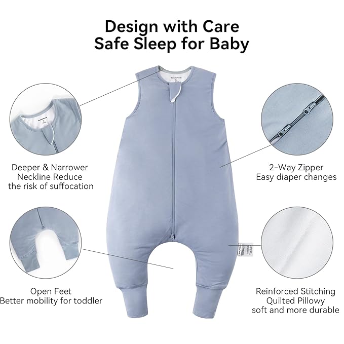 Rayon Made from Bamboo Toddler Sleep Sack with Feet 24-36 Months 1.0 Tog Ultra Soft Toddler Sleeping Sack 2t-3t Sleep Bag Walker Quilted Wearable Blanket with Legs 2-Way Zipper Lightweight