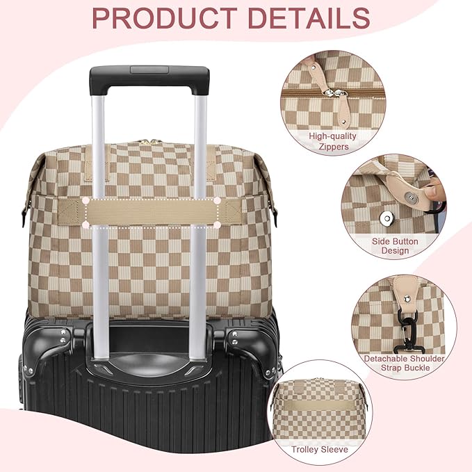 Pritent Diaper Bag Tote - Diaper Baby Bags with Pacifier Case, Shoulder Straps, Stroller Clips, Waterproof Large Mommy Maternity Travel Baby Bag for Mom and Dad, plaid