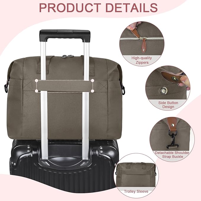 Pritent Diaper Bag Tote, Diaper Baby Bags with Pacifier Case, Shoulder Straps, Stroller Clips, Waterproof Large Mommy Bag Maternity Bag Travel Baby Bag for Mom and Dad, khaki