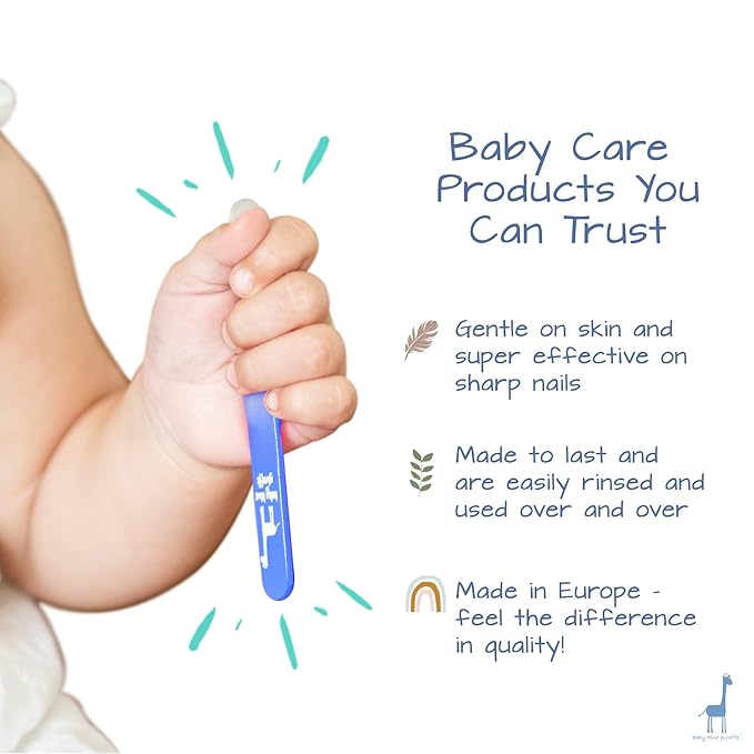 Baby Nail File, Safe Alternative for Nail Clippers, Must-Have Baby Essentials, Ideal Gift for Any Occasion Including Baby Shower, Blue - Baby Blue Giraffe