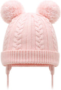 Duoyeree Toddler Winter Hat with Earflap Scarf Hood Thick Warm Kids Skull Cap for Baby Girls Boys