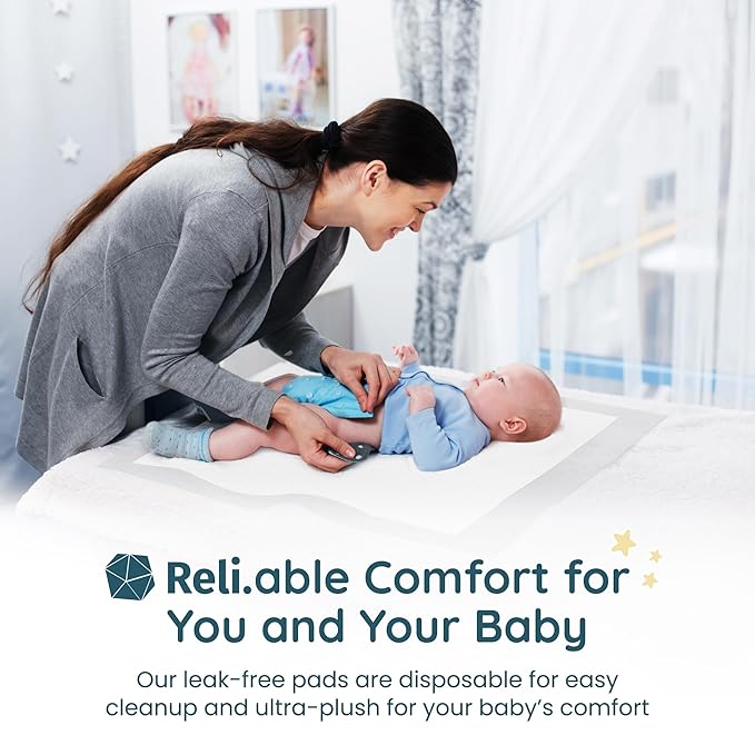 Reli. Disposable Changing Pads for Baby (110 Pack) | 18" x 24" Disposable Diaper Changing Pads, Large | Super Absorbent, Leak-Proof Liners | Waterproof, Quick Dry Underpads (White)
