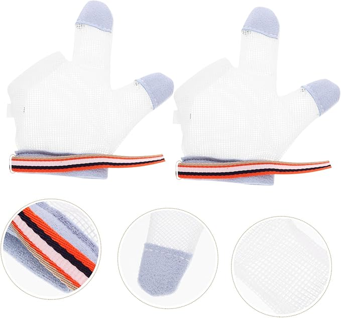 Holibanna 1Pair Breathable Nylon Teething Mitten for Half Finger Design Comfortable Portable to Prevent Hand Biting for Summer Use S