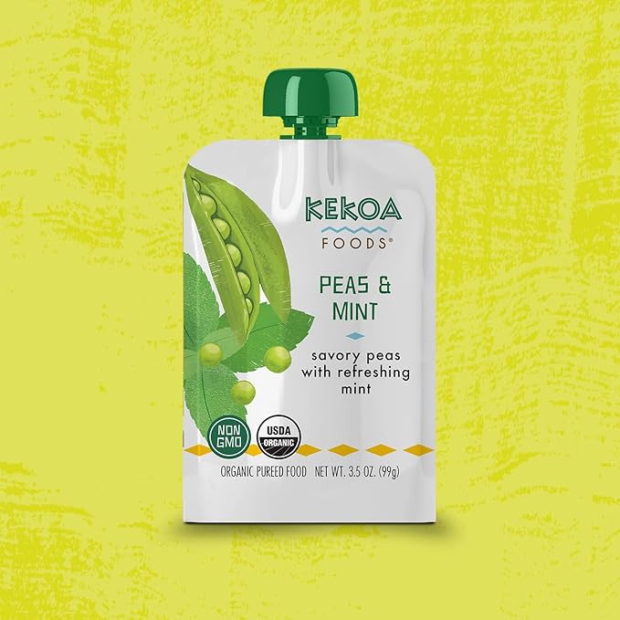 Kekoa Foods 100% USDA Certified-Organic Vegetarian Baby Food Puree Variety Pack: 3.5 oz Squeeze Pouches (18 Total) | Beets, Fennel & Kale, Peas & Mint, Squash & Kale with Turmeric | Non-GMO