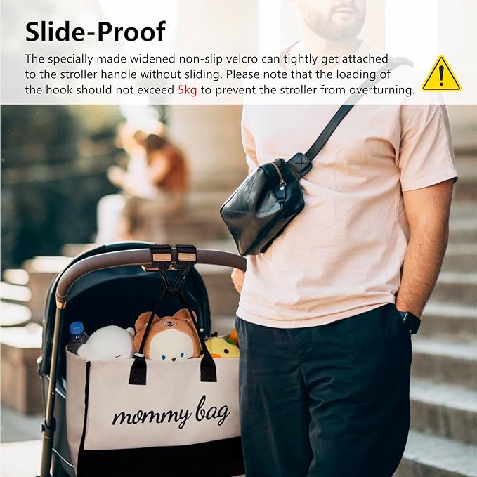 TOPDesign Universal Baby Stroller Organizer, Stroller Caddy with Detachable Mesh Bag & Heightened Insulated Cup Holders & Non-Slip Secure Hooks Accessories, Fits Most Strollers (Cars)