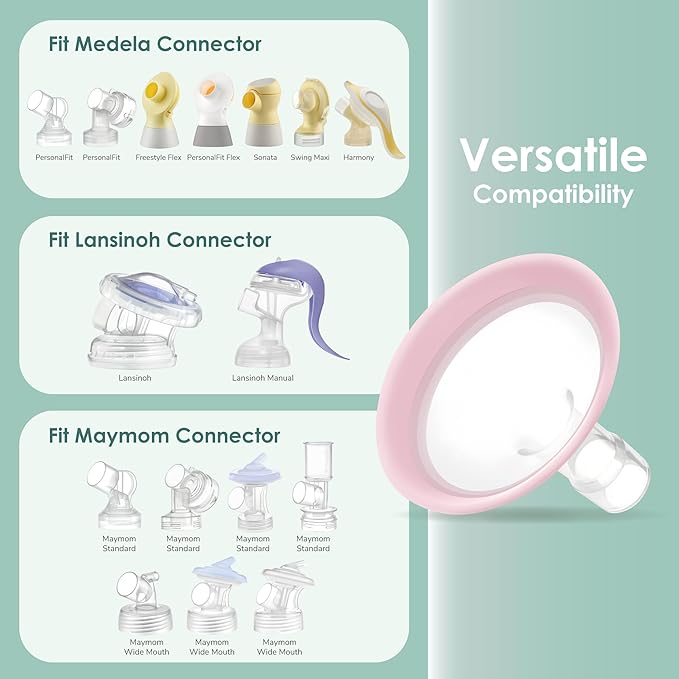11mm Maymom MyFit Shields, Pano Series; Compatible with Medela Breast Pump- PersonalFit, Freestyle, Harmony, Maxi, Freestyle Flex Connector; Connect to Maymom Widemouth/Narrow Connector, 2pcs