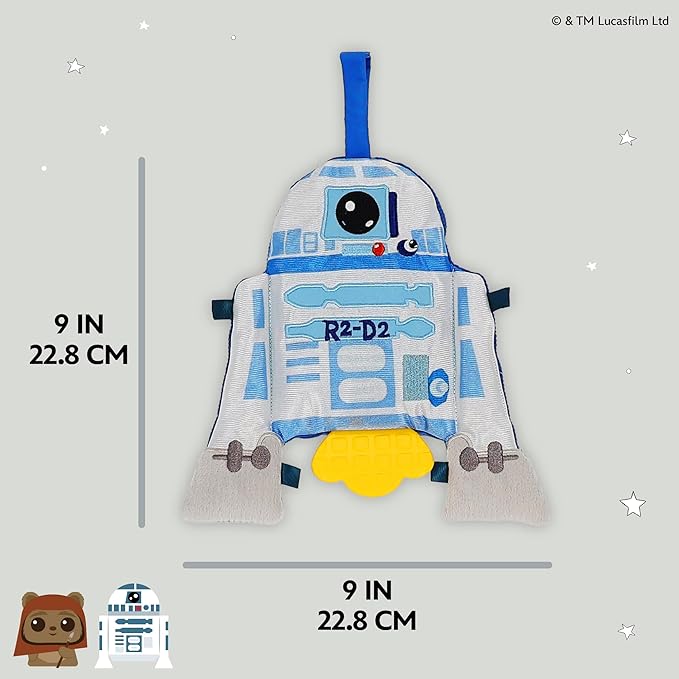 Kids Preferred Star Wars R2-D2 On The Go Sensory Toy – with Teether, Crinkle Sounds, Tactile Ribbons, On The Go Strap, for Ages 0 yrs+