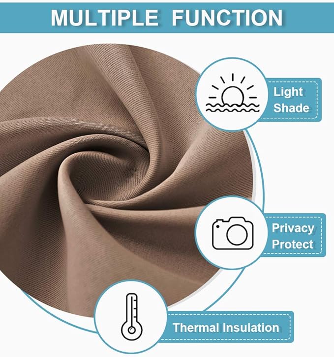 RYB HOME Extra Wide Curtains Room Divider, Privacy Partition Blackout Thermal Efficiency Curtain Backdrop for Dorm Apartment Studio Storage, W 10ft x L 9ft, Cappuccino, 1 Panel