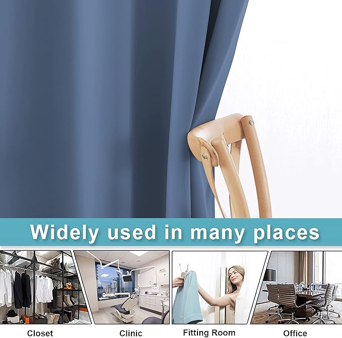 RYB HOME Privacy Curtain for Sliding Glass Door, Light Block Noise Reduce Insulated Curtain Screen Ceiling to Floor for Locker Room Basement Bedroom Closet, 100 inch Wide x 96 inch Long, Stone