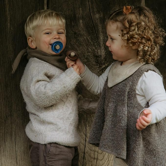 FRIGG Little Viking SilkySoft Silicone Baby Pacifier 2-Pack | Made in Denmark | BPA-Free (Cocoa/Cream, 0-6 Months)