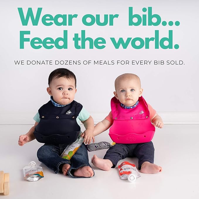 Only High Neck Baby Bib Made from Premium Food-Grade Silicone - Waterproof Design Keeps Your Little One Dry and Clean Protecting Their Clothes from Spills and Stains.