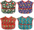 Baby bibs Waterproof Toddler bib - Feeding bib with Pocket for Infant Boy Girl Washable 6-36M