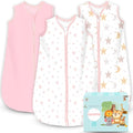 Cute Castle Baby Sleep Sack 12-18 Months - Lightweight 100% Cotton 2-Way Zipper TOG 0.5 Infant Wearable Blanket, Newborn Essentials Toddler Sleep Clothes, 3 Pack(Pink, Moon, Stars)