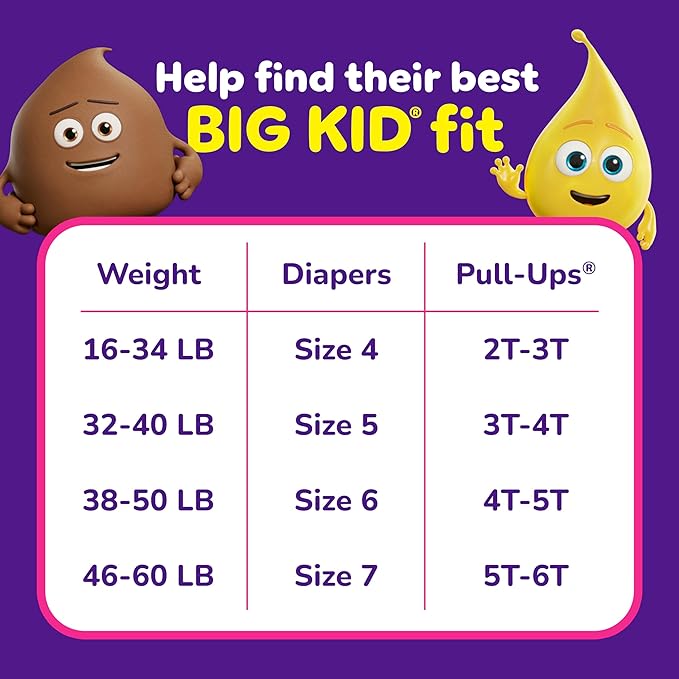 Pull-Ups Girls' Potty Training Pants, Size 5T-6T Training Underwear (46+ lbs), 60 Count