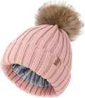 FURTALK Kids Winter Hat Toddler Knitted Beanie with Faux Fur Pom Poms for Baby Girls Boys