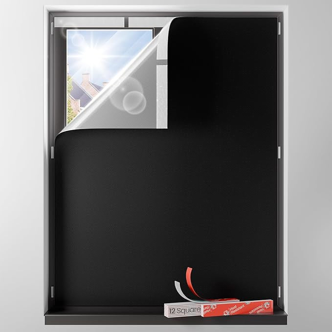Sumobaby Blackout Curtains for Bedroom Portable 58"x63",No Drill Blackout Shades with Upgraded Hook&Loop Tapes,100% Black Out Window Cover,Thermal Insulated Blinds for Bedroom,Nursery(1 Panel,Black)