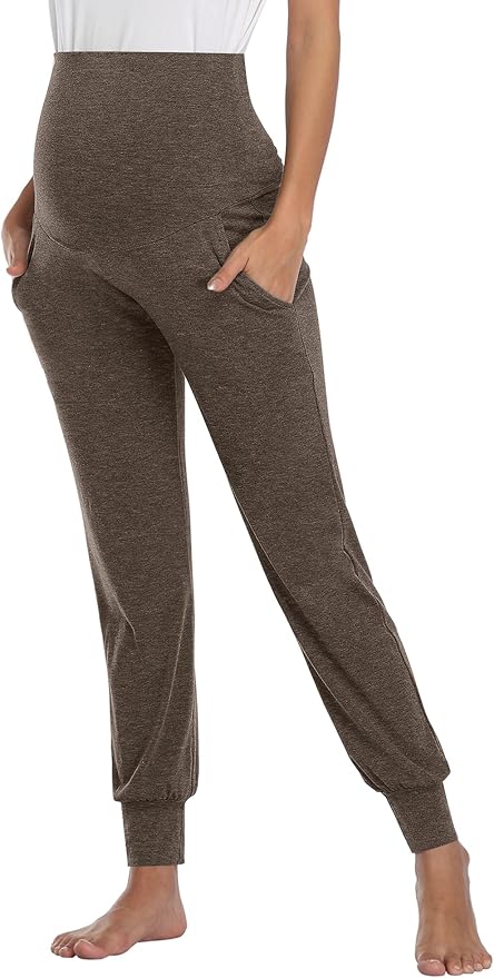 AMPOSH Women's Maternity Pants Stretchy Lounge Workout Pants Casual Loose Comfy Pregnancy Joggers with Pockets