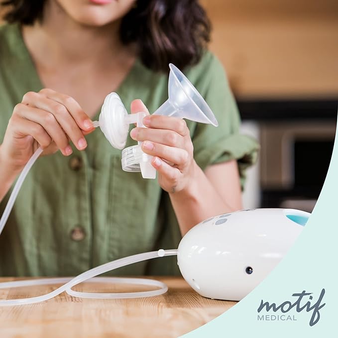 Motif Medical Luna Double Breast Pump Replacement Parts - Breast Pump Parts W/Bottles, Nipples, Tubing, Valves, Breast Shields (24mm), Diaphragms, Connectors & More - Safe Easy-to-Use Breast Pump Kit