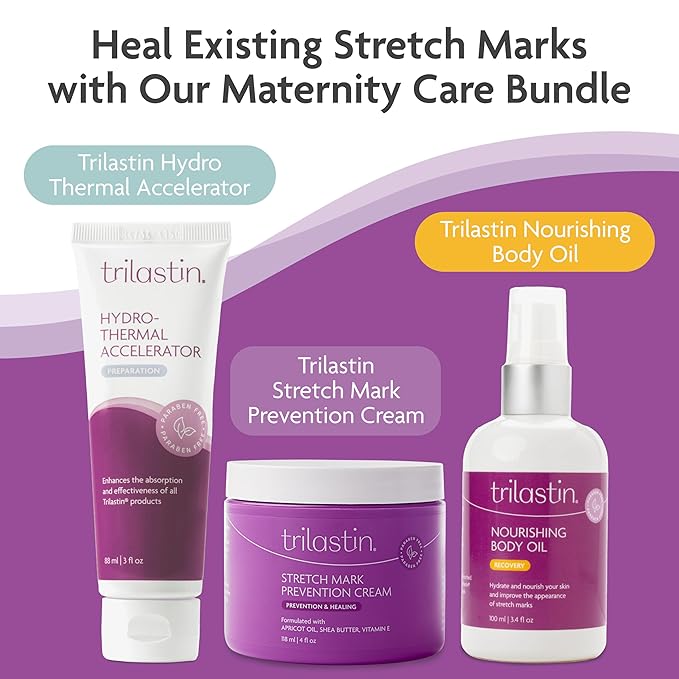 TriLASTIN Stretch Mark Cream for Pregnancy - 4 fl oz, Citrus Scent - Pregnancy Stretch Mark Prevention & Pregnant Belly Cream & Belly Oil for Pregnant Women - Paraben Free