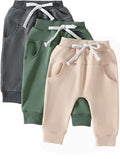 Sejardin Toddler Baby Boy Girl Pants 3 Pack Solid Color Elastic Waist Jogger Sweatpants Newborn Infant Casual Bottoms