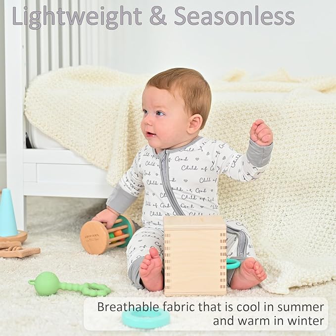 LollyBanks Baby Pajamas, 2-Way Zipper Romper, 95% Viscose Made from Bamboo and 5% Spandex, Baby Sleepers