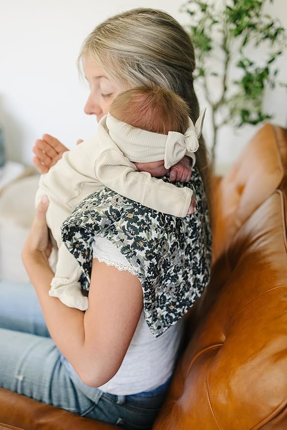 Mebie Baby Burp Cloths, Vintage Florals, Muslin Burp Cloth Set for Spit Up, Drool, and More, Boho Burp Cloths for Baby Boy and Girl, Baby Must Haves for Registry Lists and Gifts for Newborns