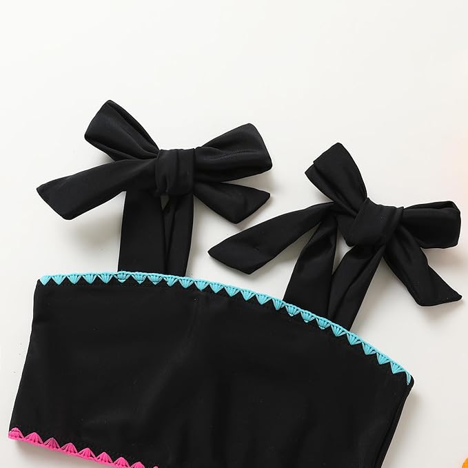 YOUNGER TREE Toddler Girls Two Pieces Swimsuit Color Block Stripe Swimwear Summer Beach Bathing Suit 18M-5T