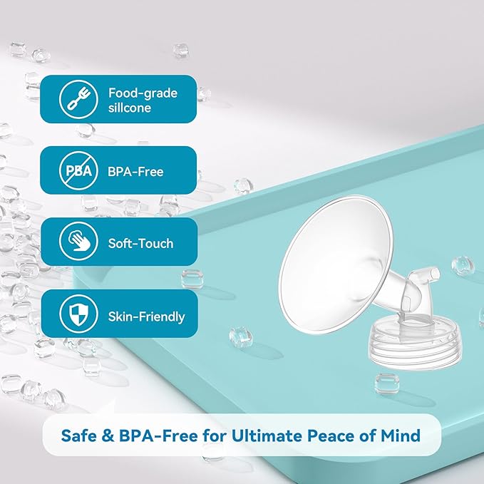 4PCS 15mm Breast Pump Flanges, Compatible with Spectra S1/S2/9Plus/Synergy Gold, Motif Luna, Wide-Mouth Bottle Fit, Breast Pump Accessories