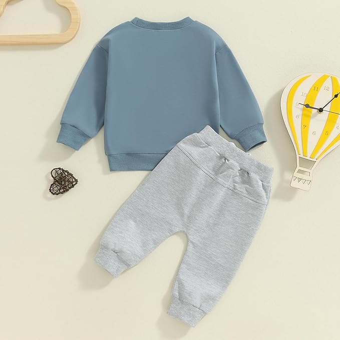 Toddler Baby Boy Fall Winter Outfit Long Sleeve Letter Print Sweatshirts and Jogger Pants Infant Boy Clothes