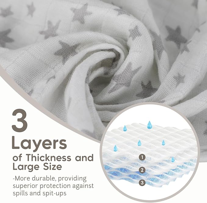 Maliton Muslin Swaddle Blankets for Newborn, 6-Pack Breathable Receiving Blanket (27" x 27") Soft Baby Blankets for Girls and Boys, Baby Burp Cloth with 3-Layer Cotton Design for Infant Wrap(Universe)