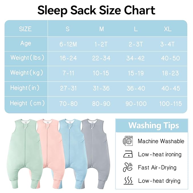 Rayon Made From Bamboo Sleep Sack 6-12 Months 0.5 Tog Ultra Soft Summer Toddler Sleep Sack with Feet 2-Way Zipper Lightweight Baby Sleeping Bag with Legs Thin Baby Wearable Blanket-Blue