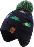 JANGANNSA Knitted Baby Hat Scarf Set Winter Warm Boys Girls Beanie Fleece Lining Toddler Kids Hats with Pompom