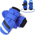 F Flammi Toddler Kids Snow Mittens with String Waterproof Ski Mittens Thinsulate Winter Gloves for Baby Girls Boys
